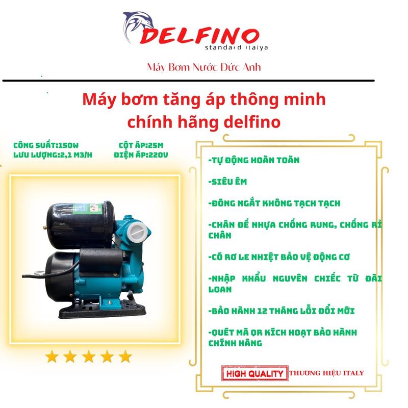 (Km 3 role điện tử) Máy bơm tăng áp nhập khẩu rơ le điện tử Delfino Wzb-150DA