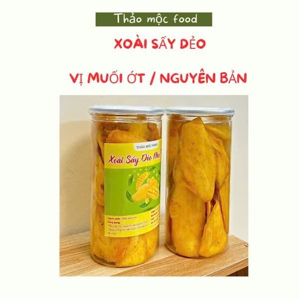 Xoài sấy dẻo vị muối ớt nguyên bản TẾT Thảo Mộc Food Snack Cay Hữu cơ Không đường Tự nhiên Chua Ăn Vặt