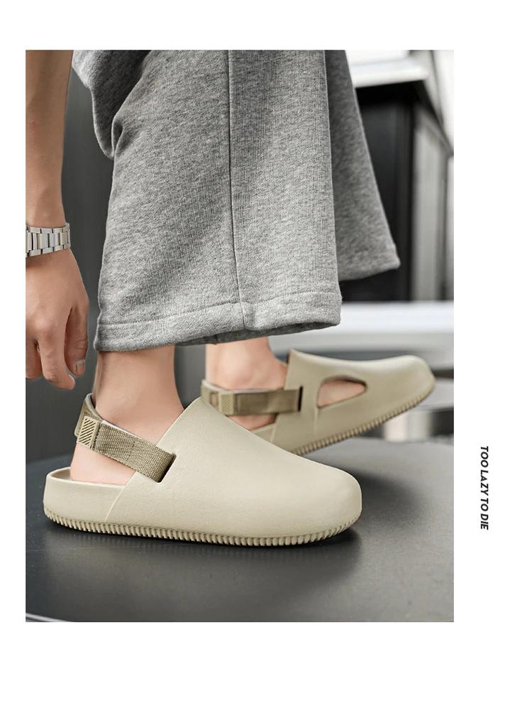 Product Introduction of Summer Men Platform Slippers Casual Outdoor Sandals EVA Slides Flip-Flops Beach Sandals Garden Shoes Comfortable Slippers Male 36