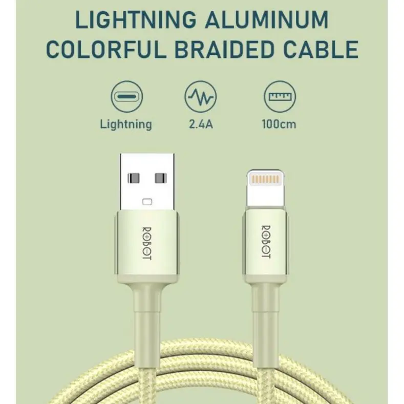 [ROBOT R-SL YELLOW] KABEL DATA l-PH0NE USB LIGHTNING FAST CHARGING l-PH0NE 5 6 6S 7 7+ 8+ XR XS 5