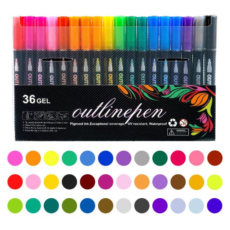 36-color Coloring Multifunction Graffiti Pen, 36pcs Colorful Highlighter Marker Pen, Writing Doodle Stationery for School, Office, Home Use, Valentine's Day Gift, Art Supplies, Easter Gifts for Kids 6