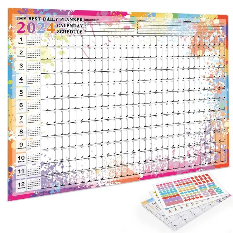 2024 Wall Calendar, 1 Count Creative Stationery Kit Simple Planner for Home Decor Set, Desktop Wall Calendar for Home and Office