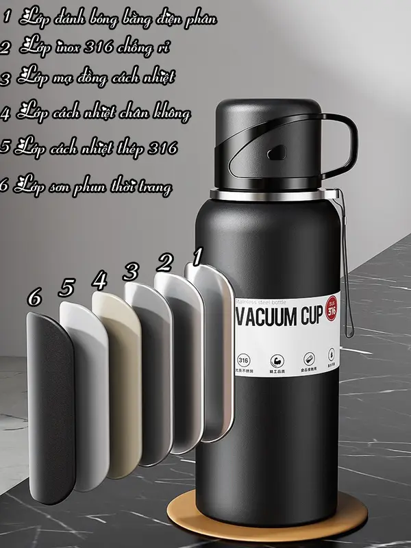Bình giữ nhiệt inox 316 TAMIDI, bình giữ nhiệt dung tích 600ml-1500ml có nắp làm cốc, tích hợp lưới lọc trà-BTC05 3
