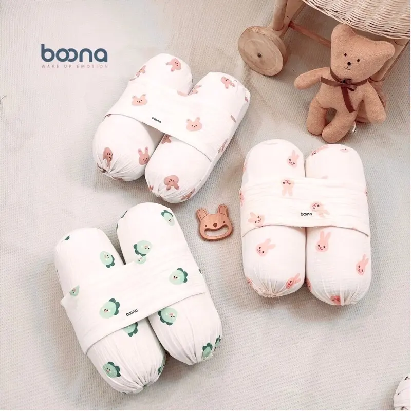 Bộ Chặn Bông tránh giật mình Cho Bé Sơ Sinh Kèm Gối Xô Lõm Chống Méo Bẹt Đầu Boona 3