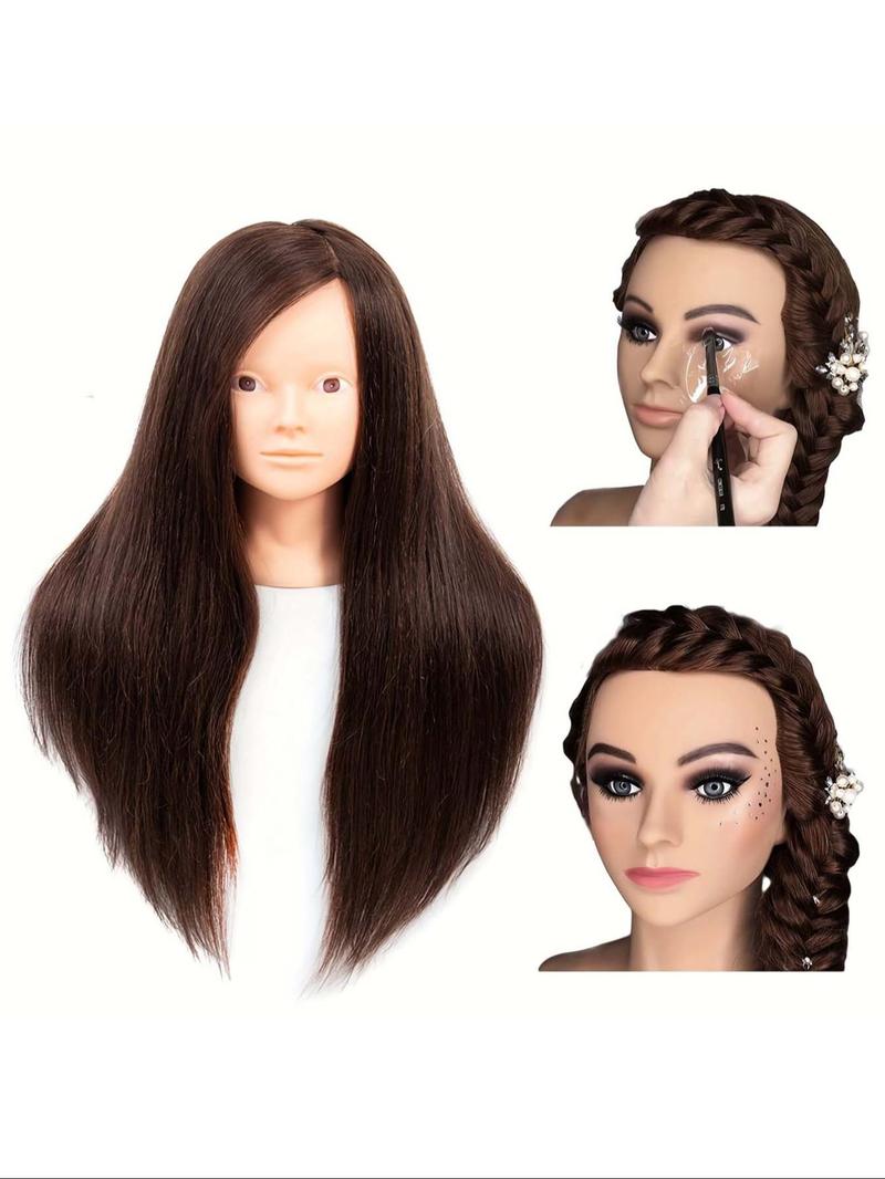 Product Introduction of 23 Inch Long Hair Mannequin Head with 70% Real Hair, Training Head Hairdresser Practice Styling Manikin Head, Cosmetology Doll Head Choice To Practice Hair Braiding 2