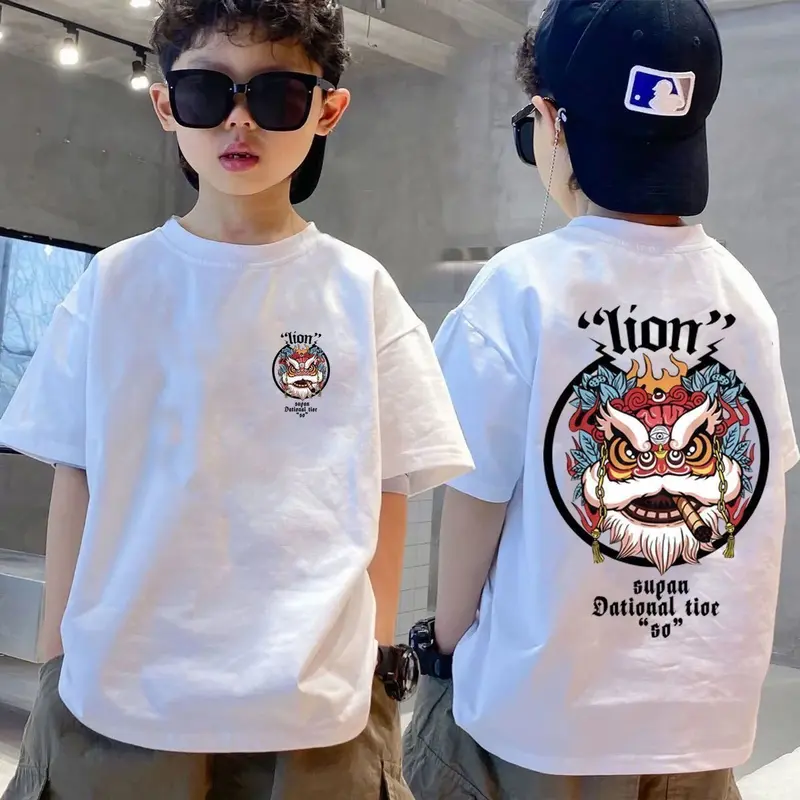 Áo Thun Phong Cách Hợp Xu hướng Quốc Gia, Áo Sơ Mi Nam Đẹp Trai Ngầu, Áo Sơ Mi Bé Trai Và Bé Gái, Tay Lửng Trẻ Em Trung Và Lớn, ngắn Tay, Hàng Mới Về Năm 2024 1