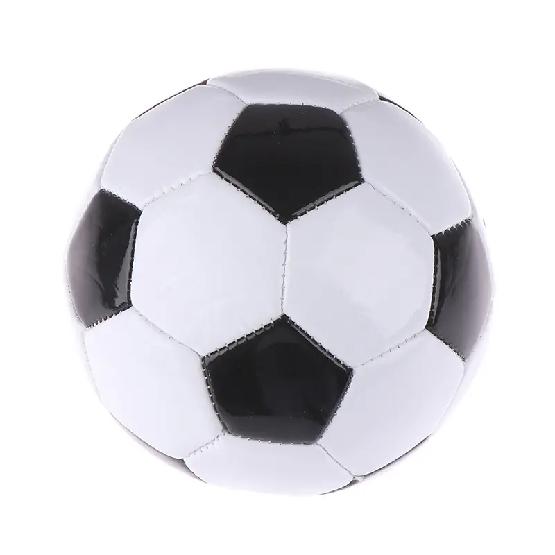 Bola sepak PVC untuk kanak-kanak, bola latihan hitam putih klasik, saiz 2, 1 keping