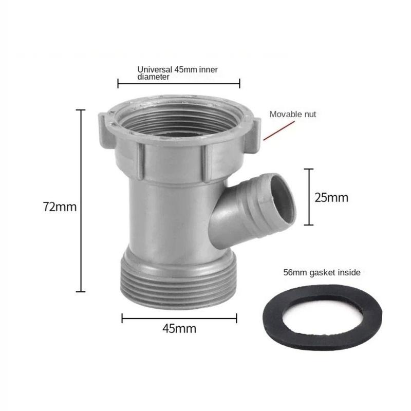 Product Introduction of 1/2Pcs New Y Shaped Sink Drain Pipe Adapter with Rubber Sheet Thread Sewer Branch Connector Three-way Hose Joint Kitchen Bathroom 19