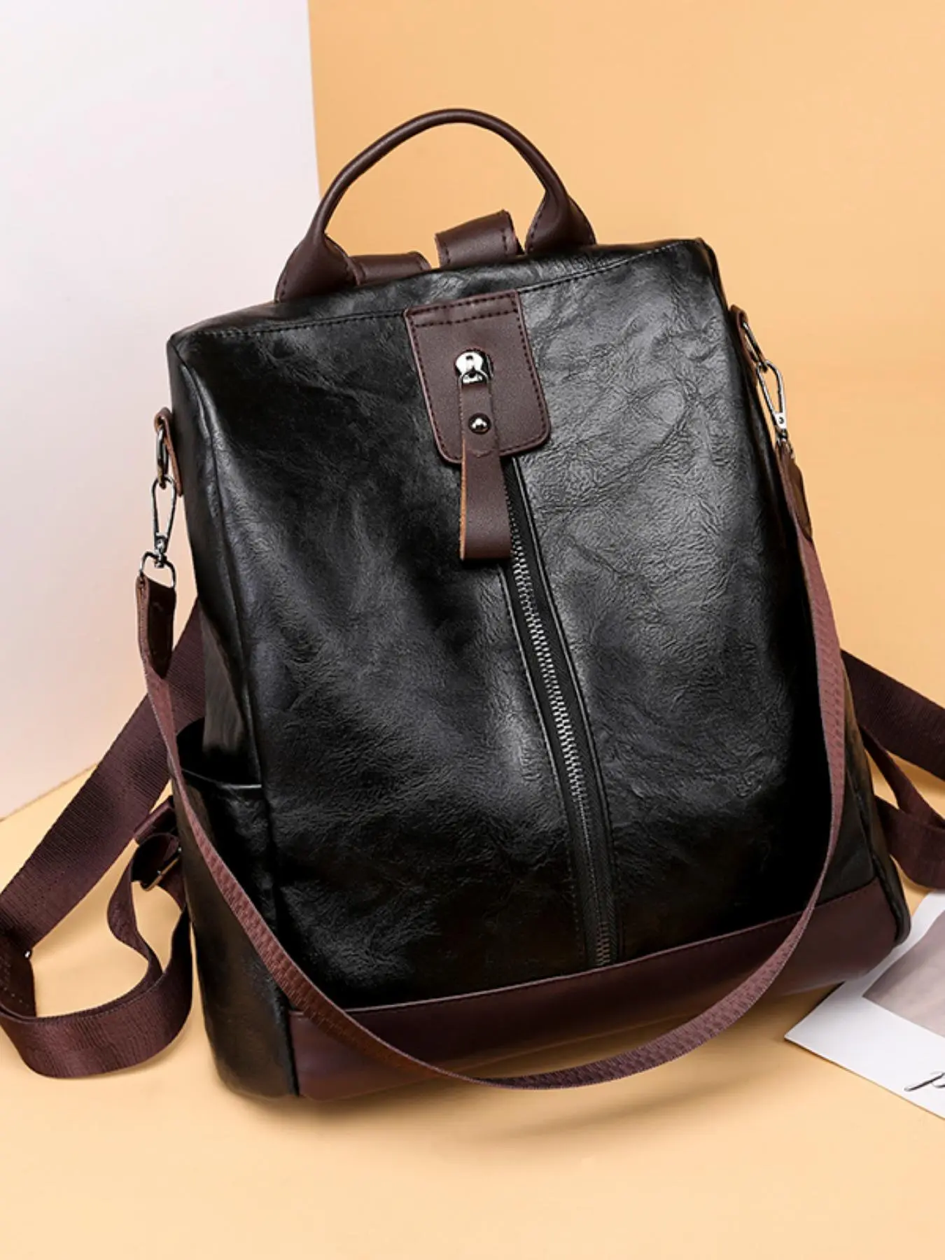 Women's Fashionable Solid Color Backpack, Large Capacity Travel Backpack, Casual Versatile Backpack for Women & Girls