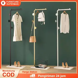 Stand Hanger Gantungan Baju Besi Berdri dan Tas Topi Minimalis Multifungsi Alas Marmer
