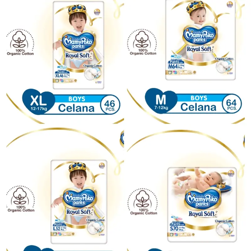Paket 2ball Popok celana Royal Soft S70/M64/L52/XL46 boys girl Bayi Baru lahir 0
