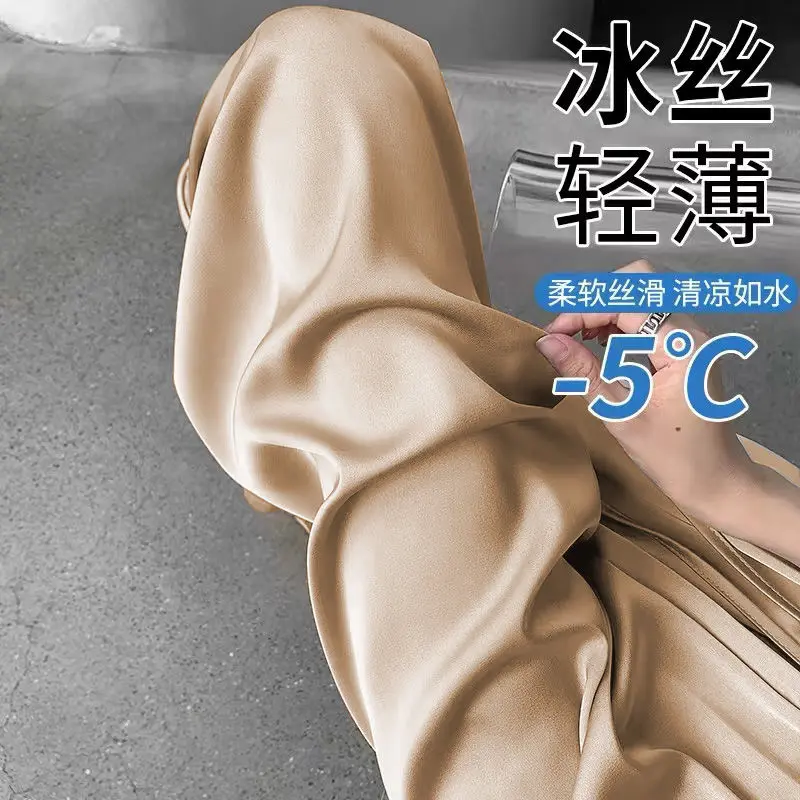 Quần Ống Rộng Satin Acetate Lụa Lạnh Cổ Điển Cao Cấp Dành Cho Nữ, Kiểu Xếp Nếp Mùa Hè, Dáng Rộng Vừa Vặn, Ống Đứng Dài Đến Sàn, Quần Dài Thường Ngày