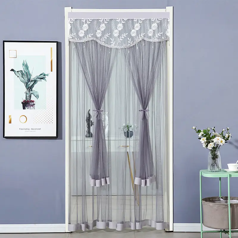 Non Perforated Mosquito Proof Door Curtain, Fabric Mesh Curtain, Bedroom Lace Door Curtain, Partition, Cream Wind Blocking Curtain, Hanging Double-Layer Curtain