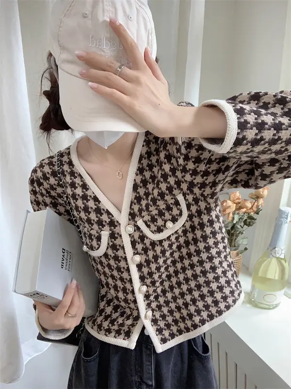 Jacket Lengan Panjang Korean Style Jaket Wanita Terbaru Outer Crop Kotak-kotak 6