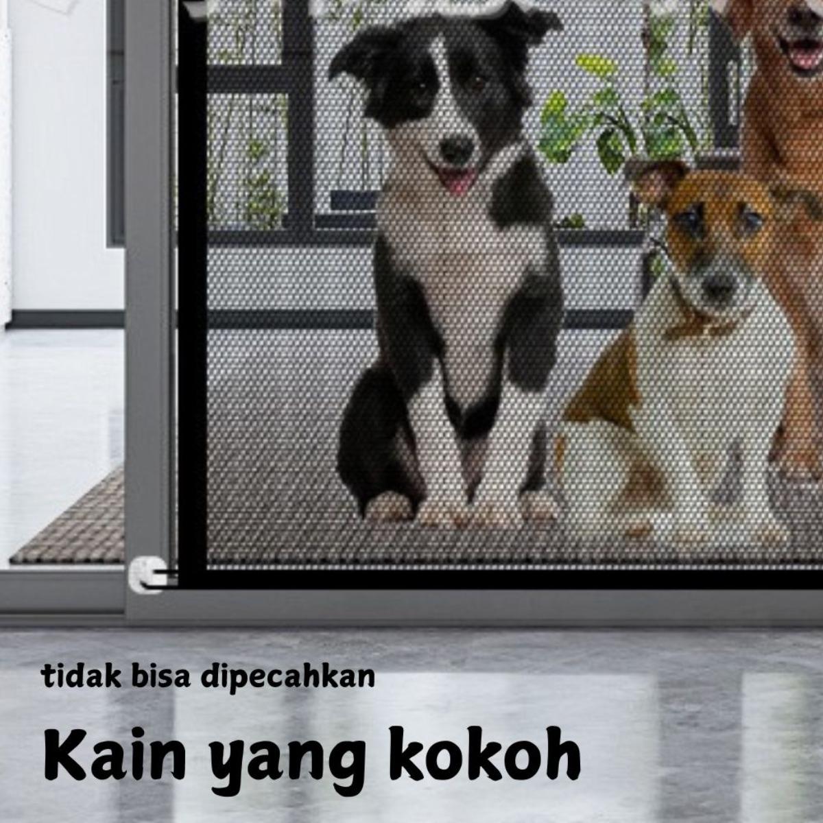 Jaring Penghalang Kucing & Anjing 180CM, Sistem Tarik Ulur, Pagar Hewan Portable Magic Gate, Isolasi Jaring Tembus Pandang, Perlindungan di Pintu, Jendela, dan Balkon, Mudah Dipasang