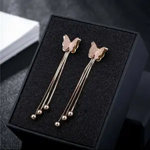 Anting jurai kupu-kupu jurai pajang anti karat TITAN Gold Rose Titanium Earrings