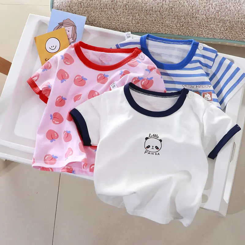 Áo Thun ngắn Tay Cho Em Bé Trai Và Bé Gái, Quần Áo Trẻ Sơ Sinh Và Trẻ Mới Biết Đi, Tay Lửng Áo, Chất Liệu Cotton, Hợp Xu hướng, Thích Hợp Cho Mùa Hè 2023