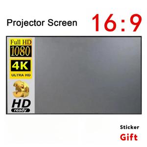 Skrin Projektor Mudah Alih, Bahan Logam dan Fabrik Anti-Ringan, Resolusi HD 16: 9, Skrin Tayangan Video Tanpa Bingkai, Boleh Dilipat, Dipasang di Dinding, Sesuai untuk Penggunaan Teater Rumah Audio