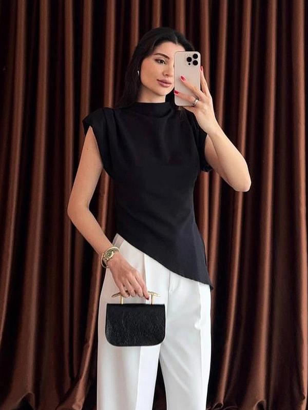 Women's Solid Color Top, Casual Sleeveless Top for Summer, Ladies Clothes for Daily Wear 1