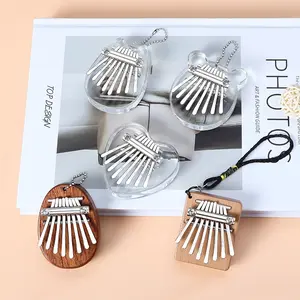 Kalimba Mini Piano Jari 8 Keys Alat Musik Thumb Piano Bahan  Kayu Akrilik Kristal Transparan