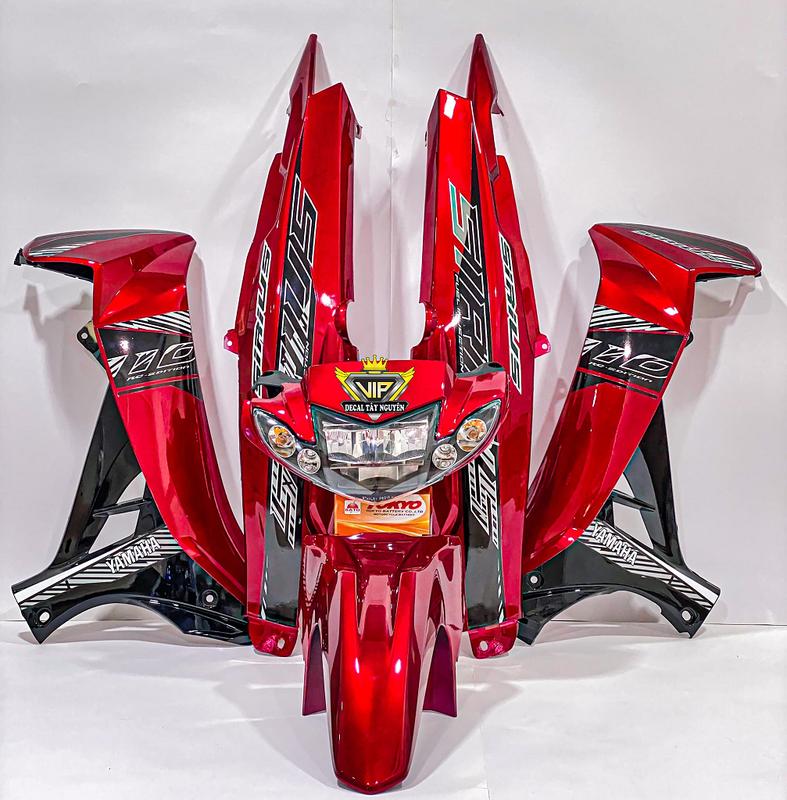 Dàn áo xe Sirius 50/110cc Đỏ Đen Nhựa ABS cao cấp Tặng Tem PVC 3 lớp ( không chóa ). - ( Note: Ae cần mẫu theo yêu cầu vui lòng nhắn tin cho shop )