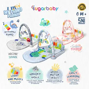 My Piano Playmat Baby Gym musik mainan rattle lampu/Mainan gym bayi/playgym/mainan anak/matras bayi piano Bayi Blue Pink