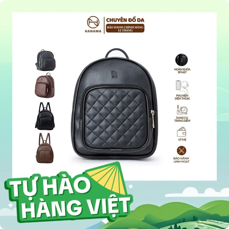 Balo nữ mini thời trang HN Emi1 Đeo Vai Da Backpack Hoa tiết trần trám-trơn