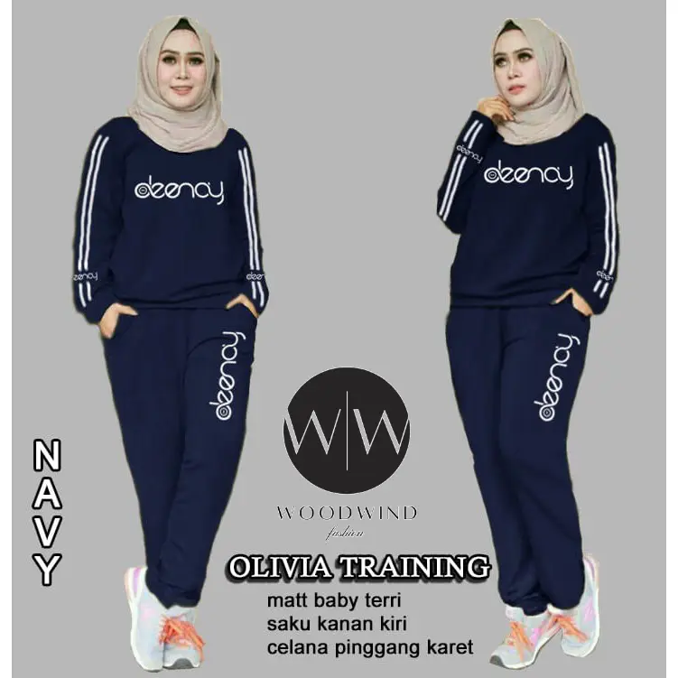 WWW2 -  Setelan Marimar Olivia L XL XXL 3XL Fashion Pakaian Baju Olahraga Sport Wanita Muslim Setelan Celana Panjang Kaos Casual 3