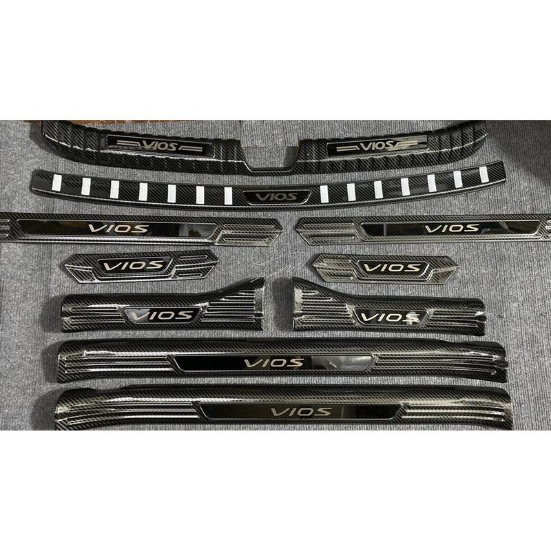 Ốp bậc cửa, nẹp bước chân trong, ngoài CARBON xe Vios 2019- 2022, 2023,2024 vân CACBON cao cấp Nhãn Dán 2