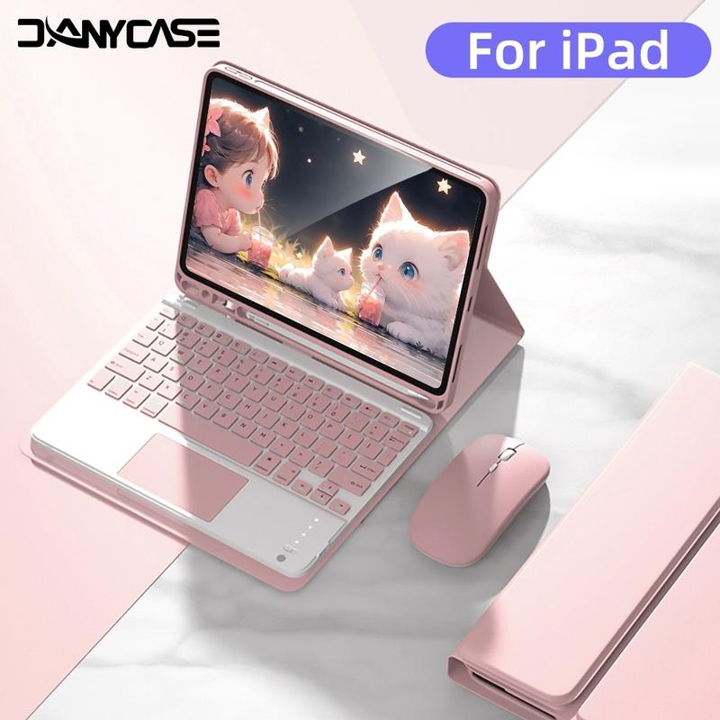 Bàn phím chuột không dây cảm ứng Leather Case ốp lưng có bàn phím Cho for Mini 6 7 iPad Gen 5 6 7 8 9 10 11th Gen A16 2025 Air 4 5 10.9 "Air 6th 11" M2 2024 Air M3 Pro 2018-2022 11'' 12.9” Air M2 M3 Với chu ốp lưng cho máy tính bảng ốp lưng cho ipad
