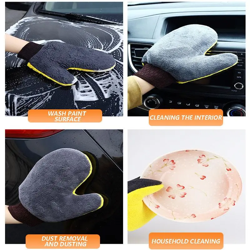 Double-sided Car Wash Glove, Waterproof Coral Fleece Car Cleaning Glove, Car Wash Tool, Car Cleaning Accessories 5