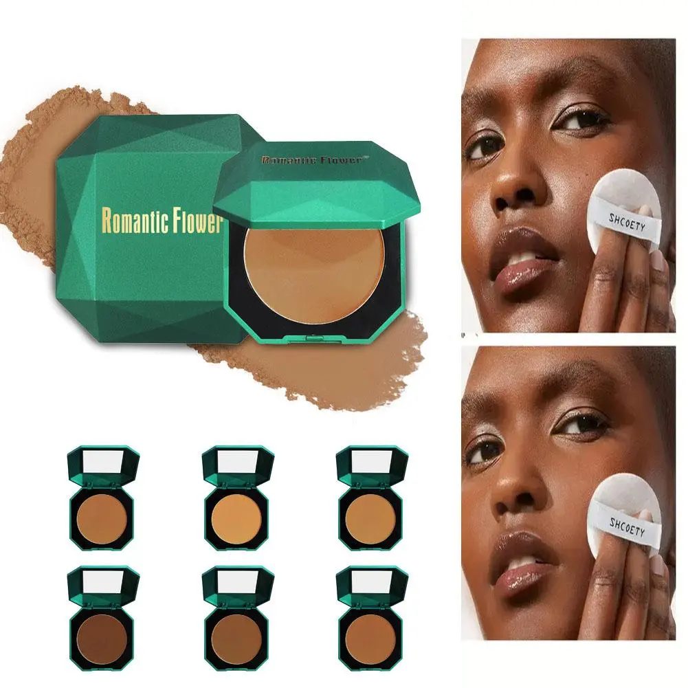 Dark Double-layer Powder With Mirror Powder Puff Matte Cosmetics Waterproof Natural Makeup 10g