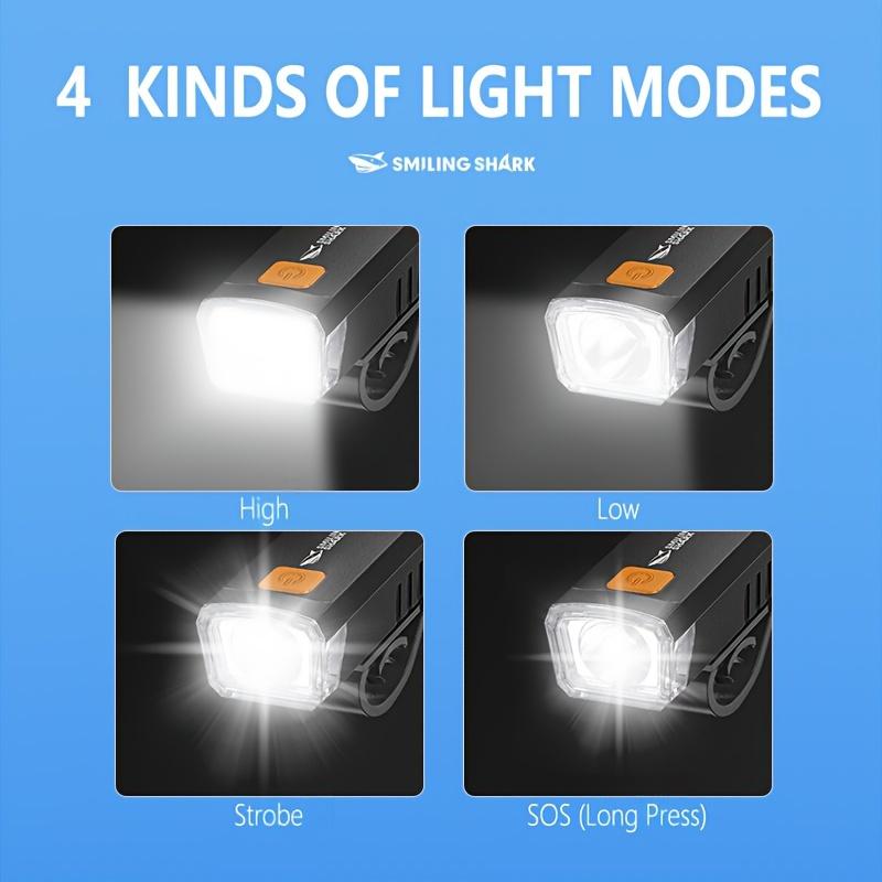 Product Introduction of Smiling Shark Super Bright LED Bicycle Light, Rechargeable Headlight with 4 Modes Suitable for Mountain Bike, Road Bike, Easy Installation 17