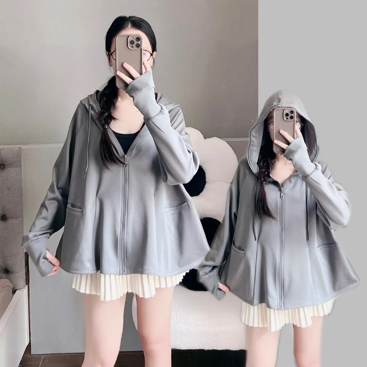 Áo Khoác Chống Nắng Umi Su Cao Cấp, Áo Nữ Dày Dặn , Form Dài Xoè Trẻ Trung Chống UV Vải Đanh Mát , Vải Đẹp May Kĩ _SHIERSHOP Top Women Jacket | BigBuy360 - bigbuy360.vn