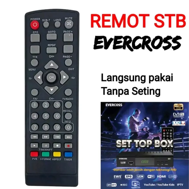Remote Set Top Box DVB-T2 Evercoss Langsung Pakai 0