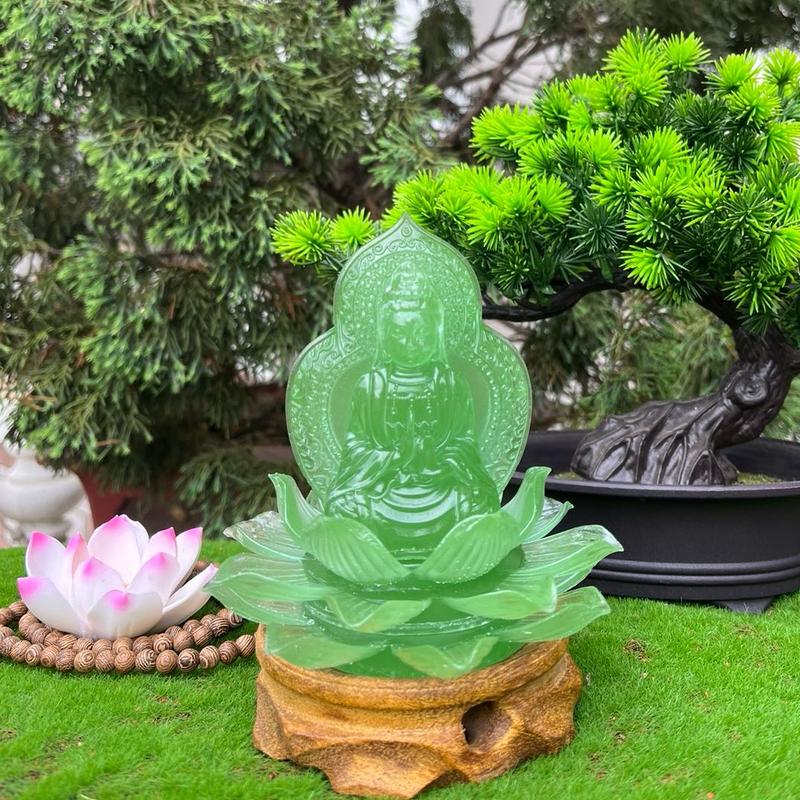 Tượng Quan Âm 2 mặt lưu ly tọa đài hoa sen trang trí bàn làm việc, ô tô Decor Decor Phòng Trang Trí Nhà 3