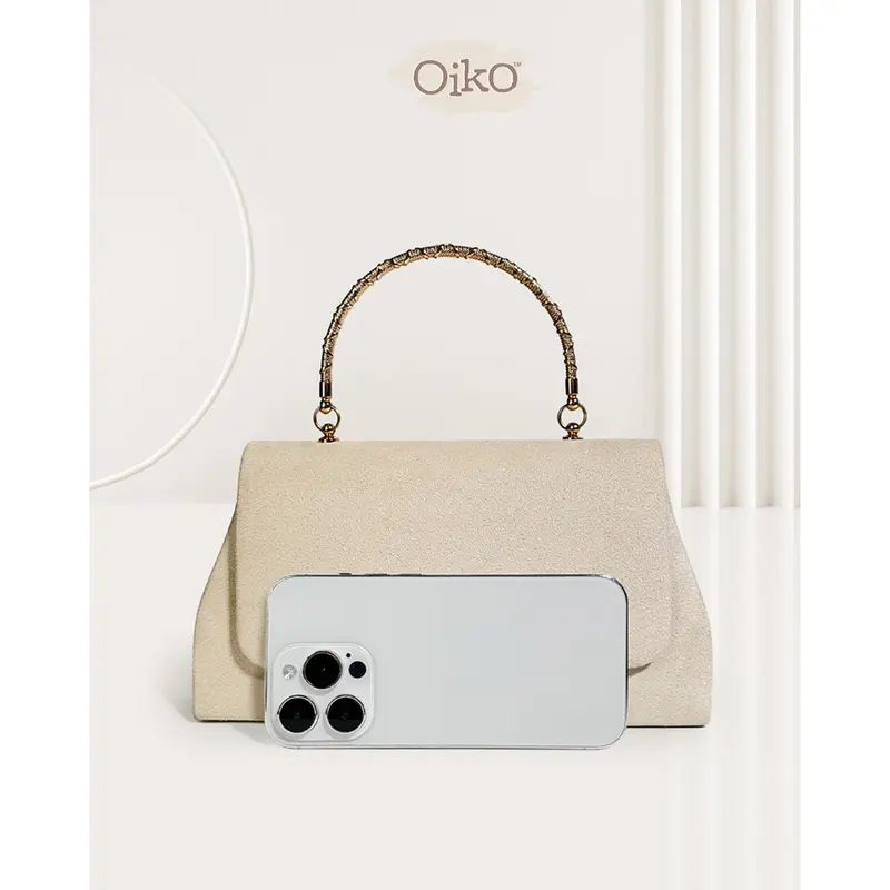 OIKO Vanya Clutch Tas Pesta Wanita Suede Clutch Chrome Untuk Kondangan Perempuan Party Bag Wedding Gift Kado Seserahan Nikahan Hantaran Bridemaids Mewah Elegan Import Korean Style 3