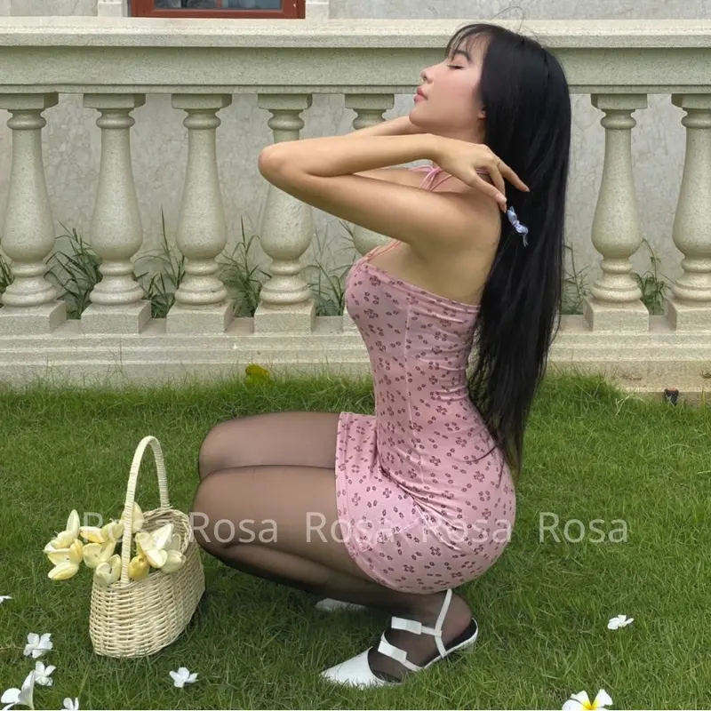 Đầm ống hoa nhí sexy Nữ Dress 4