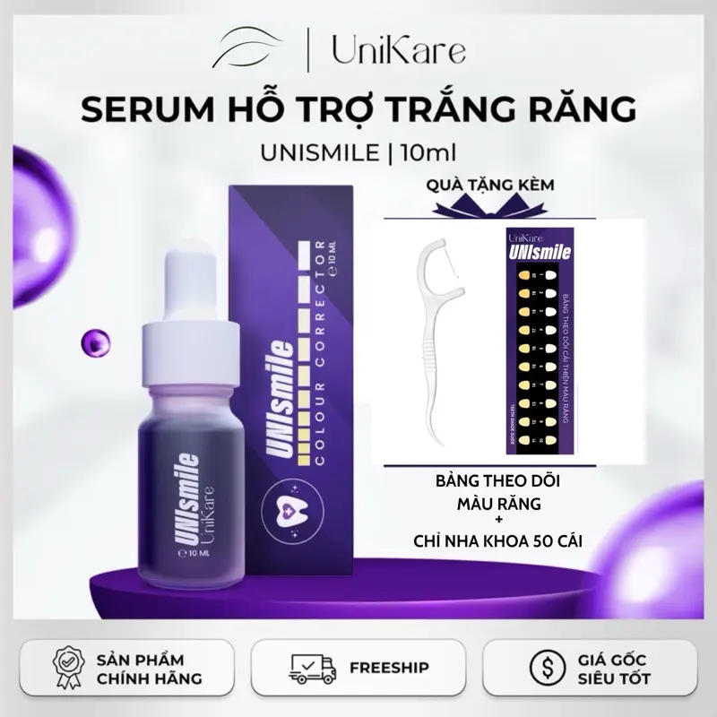 Serum Trắng Răng Unismile Unikare -  Hỗ trợ cải thiện vết ố vàng răng, làm sạch mảng bám trên răng 10ml Nữ Nam 7