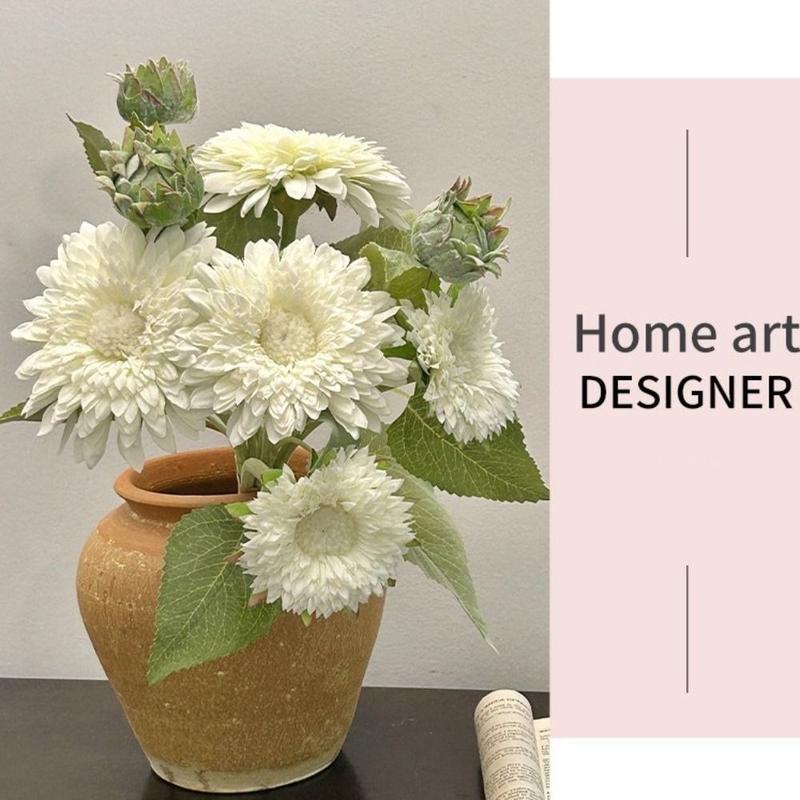 Product Introduction of New 47CM Artificial Sunflower Branch Vintage Velvet Silk Fake Flowers Bouquet Elegant Artificial Autumn Decor Garden Decoration 11