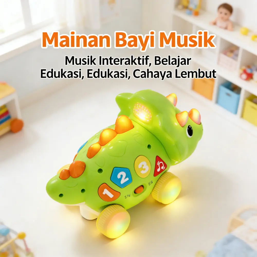 Mainan Dinosaurus Triceratops Elektrik Berjalan, Model XYZ, Berukuran 30x20x15cm, Dengan Efek Cahaya & Suara Bahasa Inggris, Pendidikan Awal Anak Aman & Menarik untuk Anak Kecil, Harga Terjangkau