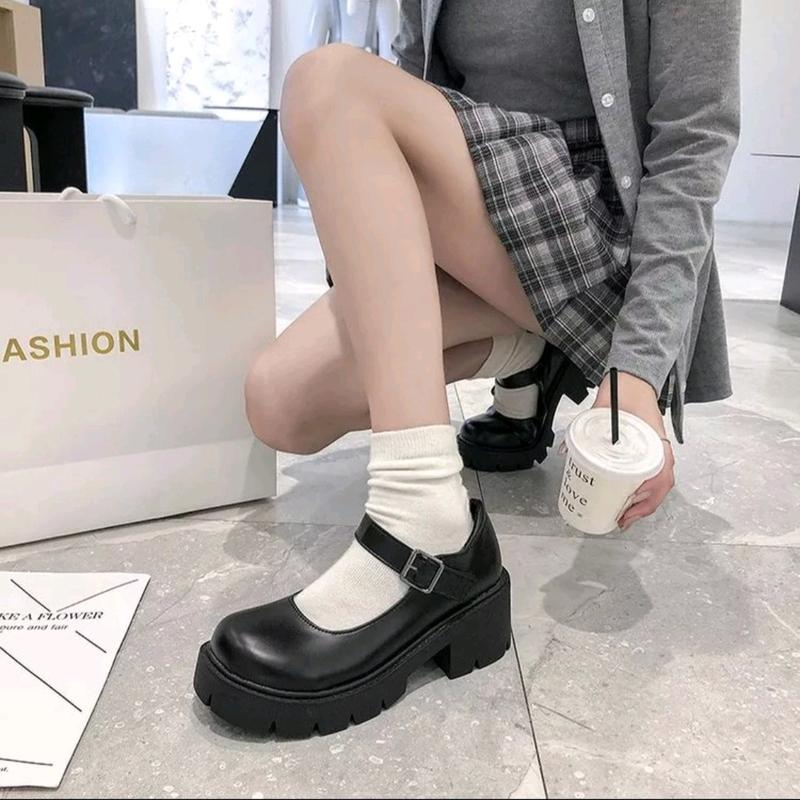 Sepatu loafers wanita sepatu Loly MJ Hitam Putih Shoes Sandal Sendal fantofel  korea 7
