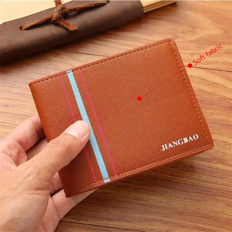Ví Ngắn Thời Trang Cho Nam, Ví Mỏng, Nhiều Thẻ, Họa Tiết Chữ Thập, Điểm Ngang, Ví Công Sở Da Mềm, Mới 2