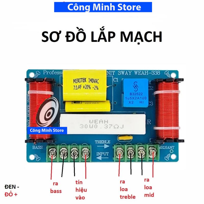 WEAH-338 Mạch phân tần 3 đường tiếng cho loa sử dụng tụ nhập khẩu hàn sẵn đầu nối Cao Su Earphone Nghe Nhạc loakeo 3đườngtiếng