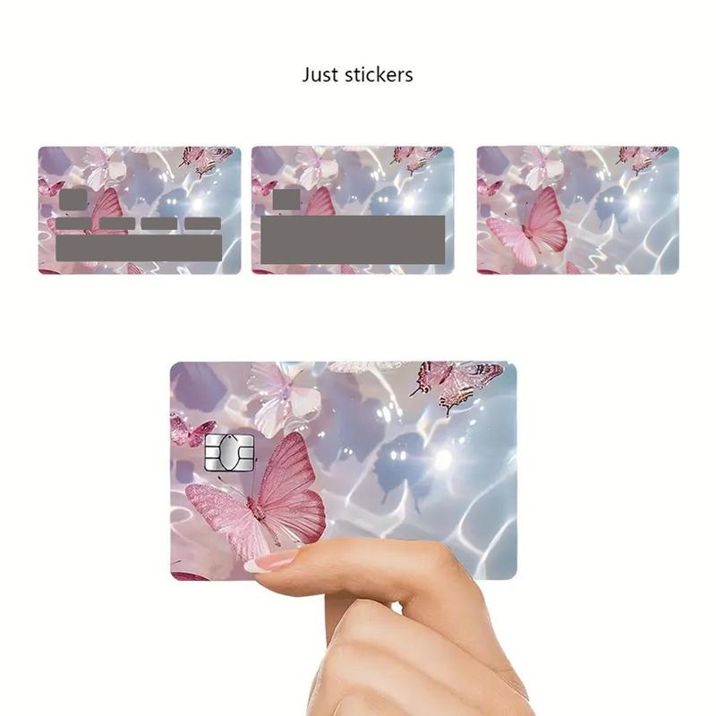 Butterfly Pattern Credit Card Sticker, 4 Counts/set Colorful Self Adhesive Debit Card Skin, Decorative Card Sticker for Women & Girls 7