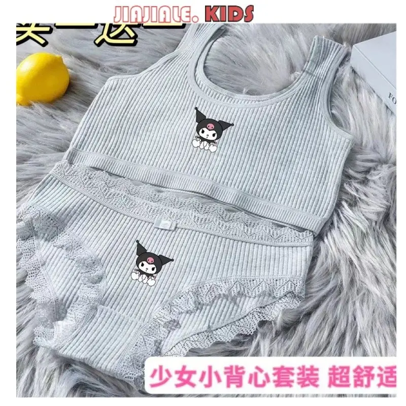 Girls Kuromi 100% cotton underwear set elementary school students small vest