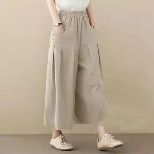 NH Fashion Anoya Kulot Wanita Bahan Linen Rami Polos Terbaru 2023 Celana Panjang Model Kekinian