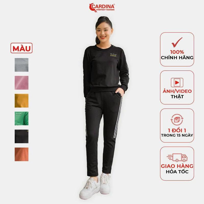 Bộ Đồ Thu Đông Nữ CARDINA Chất Nỉ Cao Cấp Dáng Thể Thao Năng Động 2NiF04 Sport Chạy Bộ