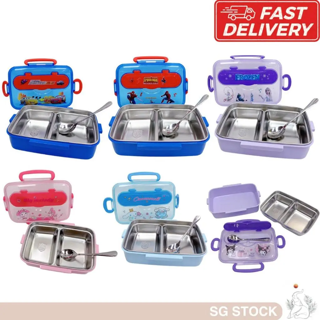 [SG] Sanrio Lunch Box Stainless Steel Insulated Container with Utensils Spider-man Frozen Car Boy