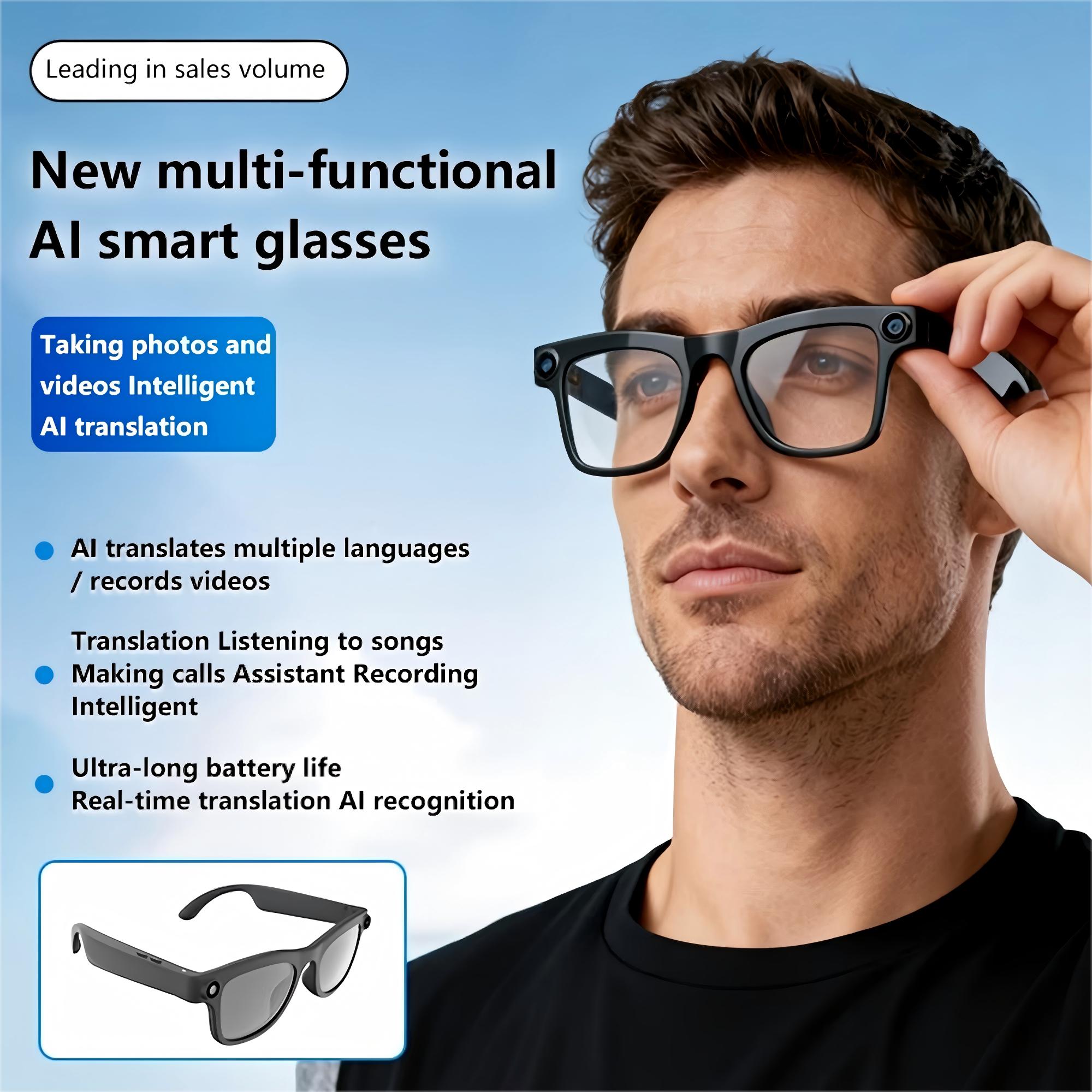 New Smart Camera Glasses, Fashionable Video Eyewear, TR Flexible Material, Dual Microphone Noise Reduction, Real-time App Transl - Image 2